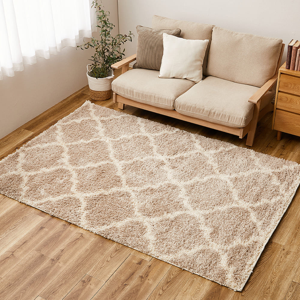 ベニワレン柄のウィルトン織シャギーラグ ラリス BE 160×235 メーカー直送 ▼返品・キャンセル不可【他商品と同時購入不可