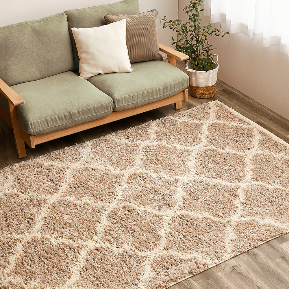 ベニワレン柄のウィルトン織シャギーラグ ラリス BE 200×250 メーカー直送 ▼返品・キャンセル不可【他商品と同時購入不可