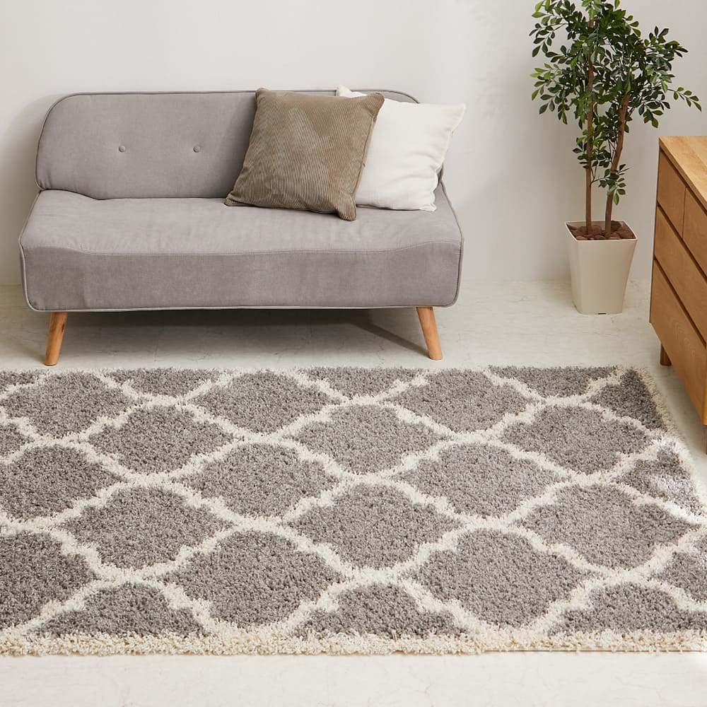 ベニワレン柄のウィルトン織シャギーラグ ラリス GY160×235 メーカー直送 ▼返品・キャンセル不可【他商品との同時購入不可