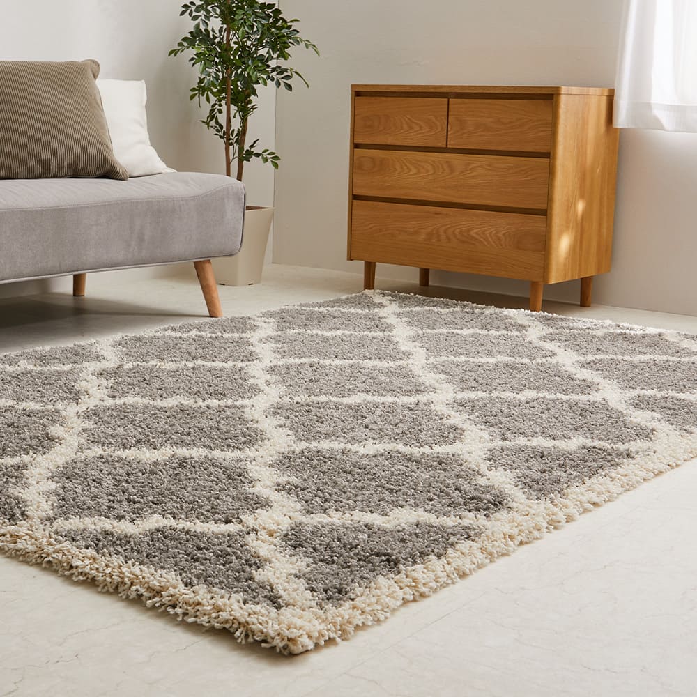 ベニワレン柄のウィルトン織シャギーラグ ラリス GY200×250 メーカー直送 ▼返品・キャンセル不可【他商品との同時購入不可