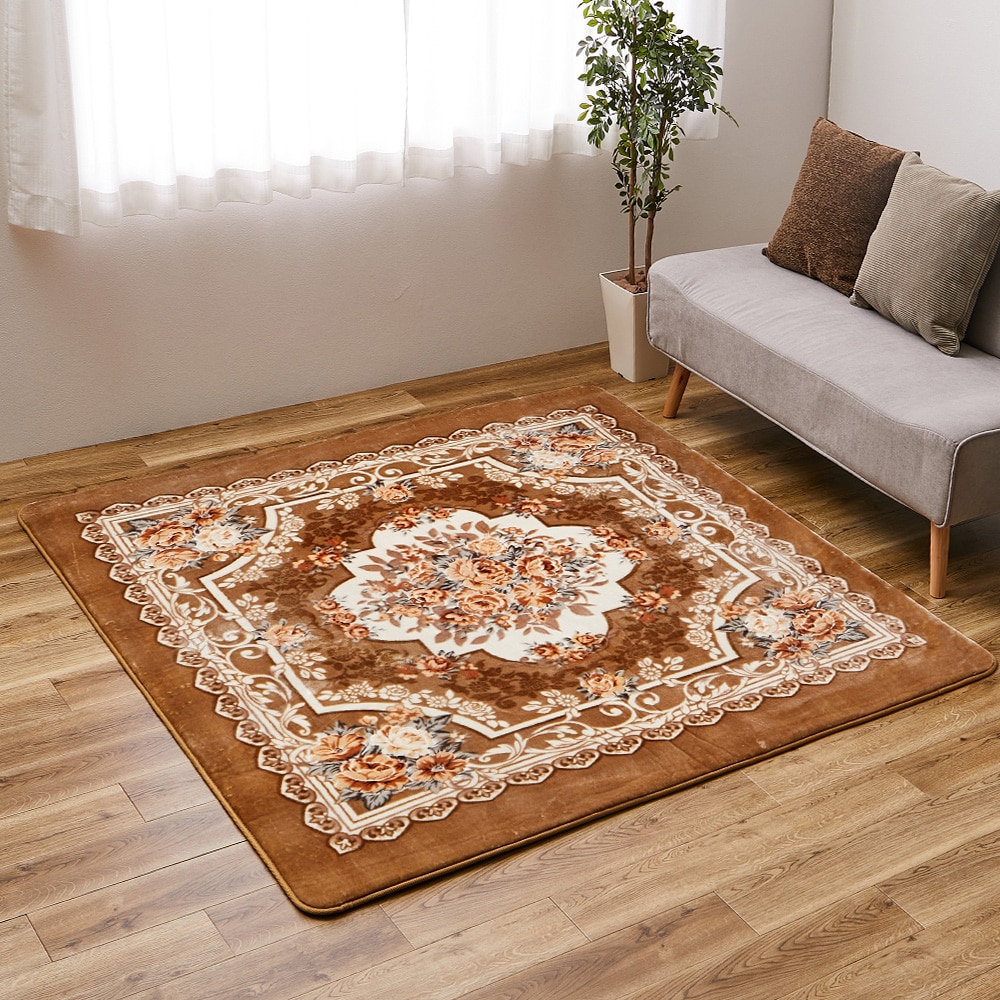 アドリア ホットカーペットカバー 185x185cm ベージュ メーカー直送 ▼返品・キャンセル不可[他商品との同時購入不可]