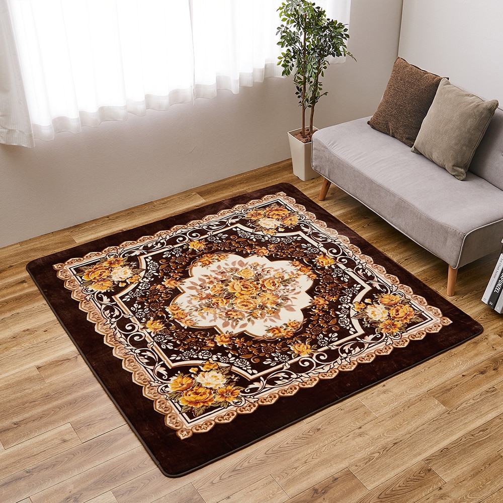 アドリア ホットカーペットカバー 185x185cm ブラウン メーカー直送 ▼返品・キャンセル不可[他商品との同時購入不可]