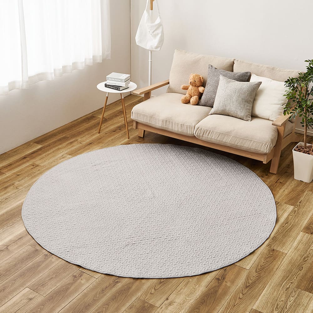 綿100％のイブルラグマット デコール 円形 グレー メーカー直送 ▼返品・キャンセル不可【他商品との同時購入】