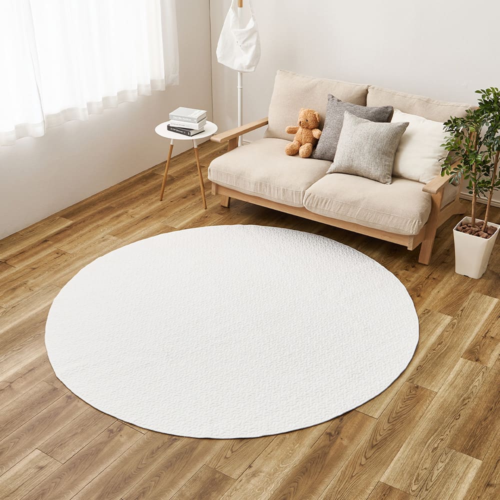 綿100％のイブルラグマット デコール 円形 アイボリー メーカー直送 ▼返品・キャンセル不可【他商品との同時購入】