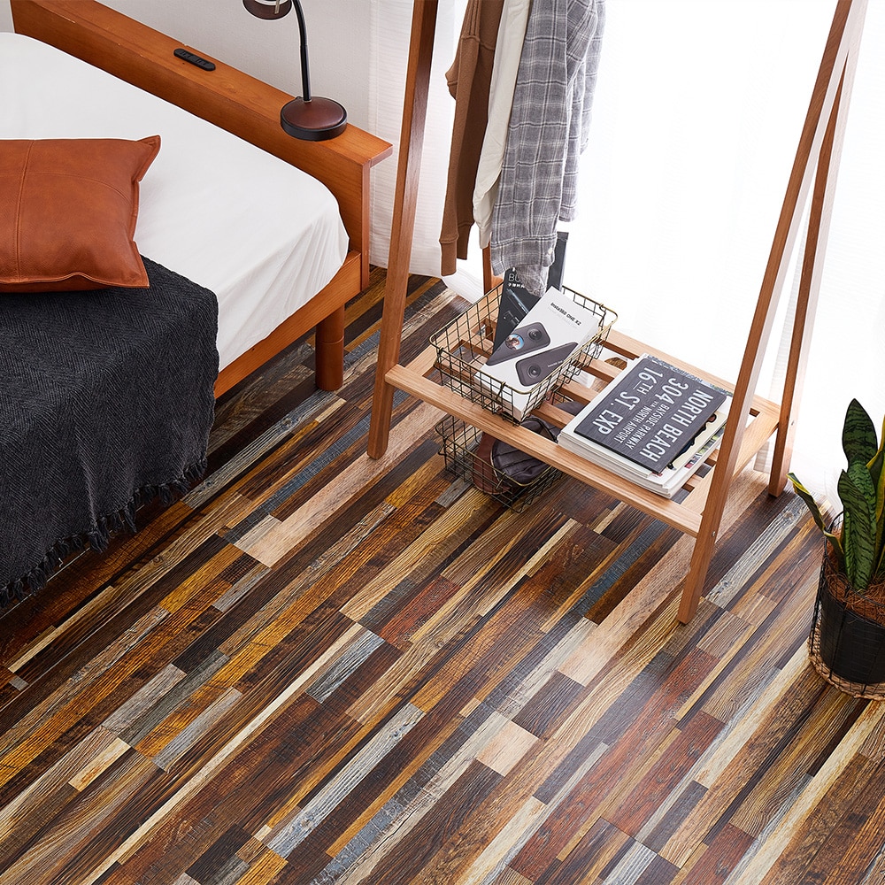 貼ってはがせる ウッド調フロアタイル  メーカー直送 ▼ 返品・キャンセル不可[他商品との同時購入不可]