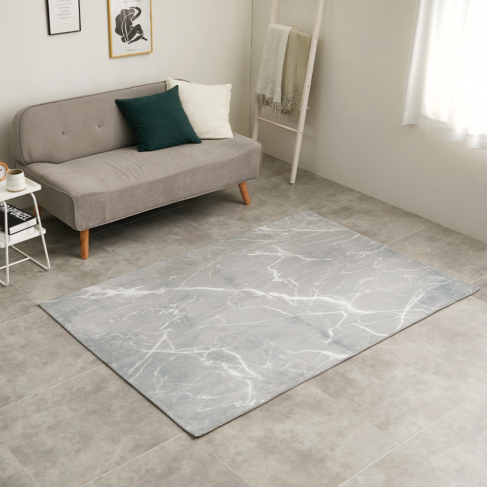 大理石柄のソフトフランネルラグ 130×190cm グレー メーカー直送▼返品・キャンセル不可[他商品との同時購入不可]