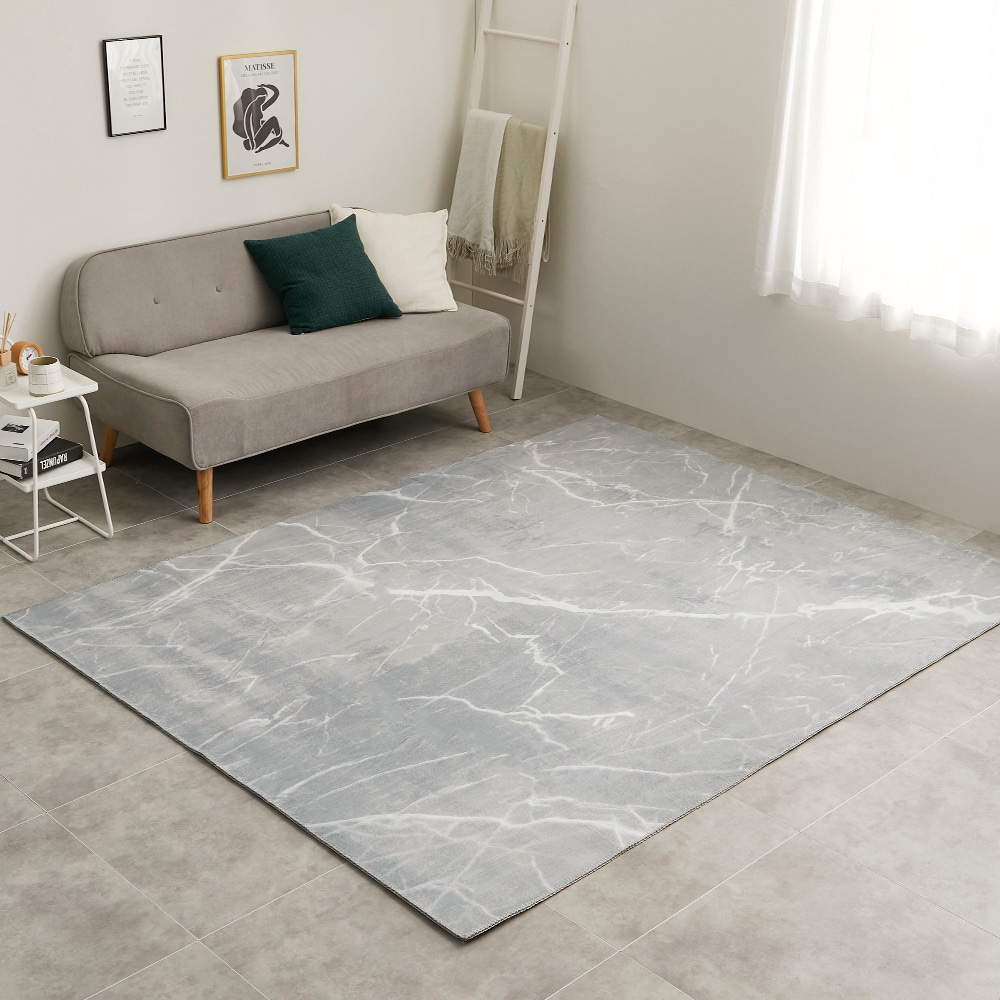 大理石柄のソフトフランネルラグ 190×240cm グレー メーカー直送▼返品・キャンセル不可[他商品との同時購入不可]