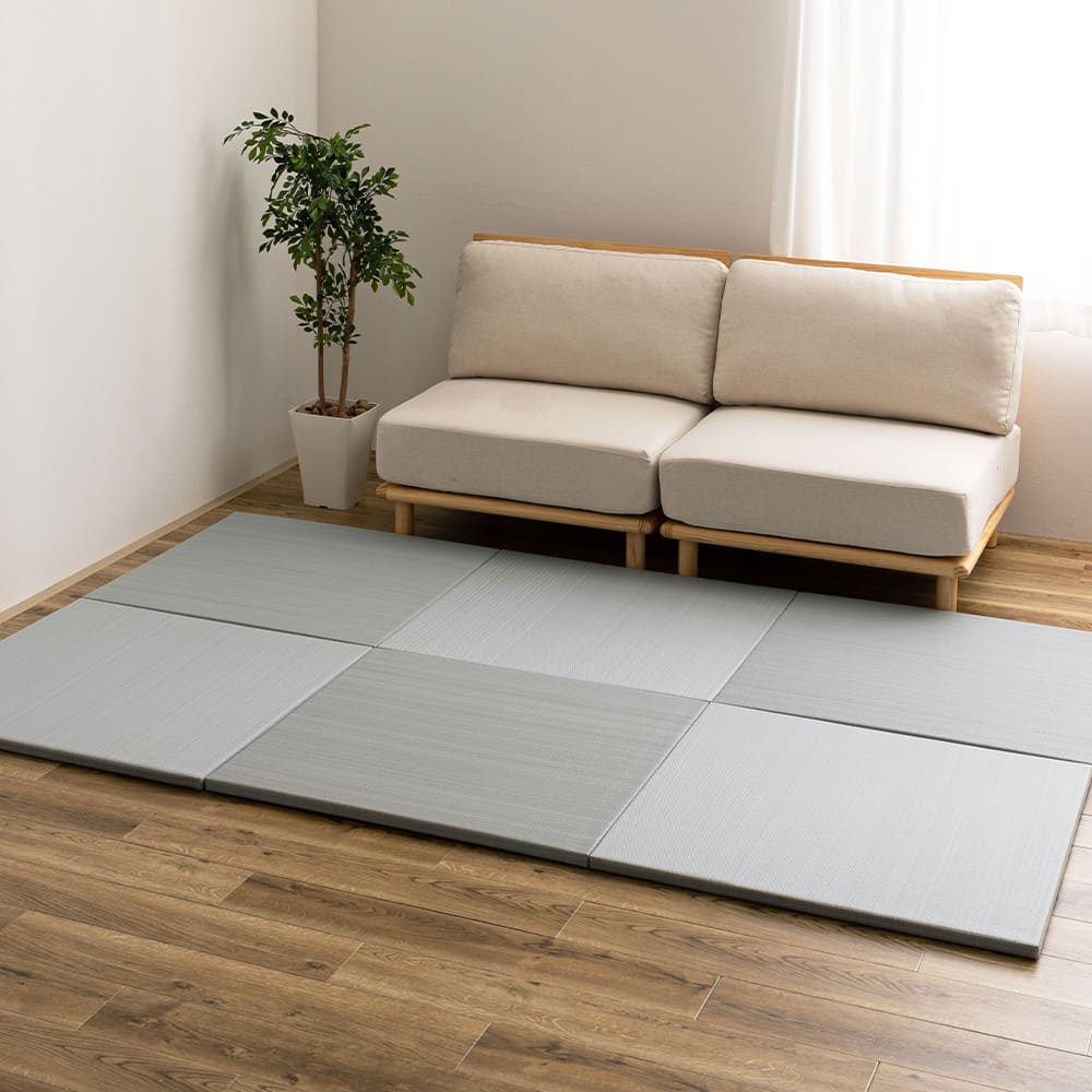 水拭きできる い草風置き畳 おぼろ ブルー 同色6枚組 メーカー直送 ▼返品・キャンセル不可[他商品との同時購入不可]