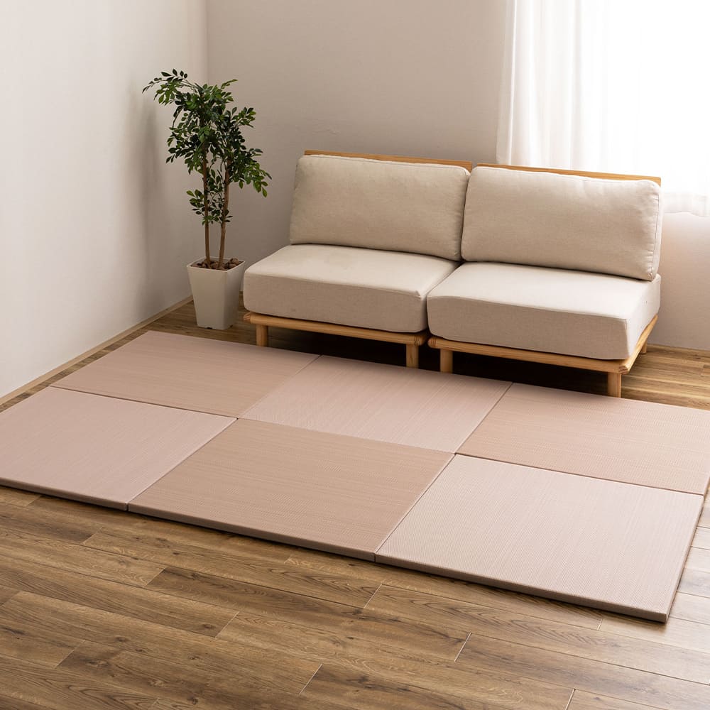 水拭きできる い草風置き畳 おぼろ ピンク 同色6枚組 【直送品】 返品・キャンセル・他商品と同時購入は不可