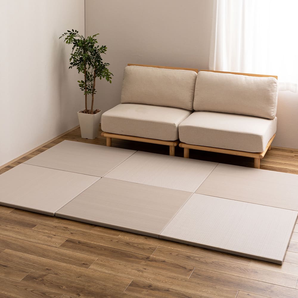 水拭きできる い草風置き畳 おぼろ グレー 同色6枚組 メーカー直送 ▼返品・キャンセル不可[他商品との同時購入不可]