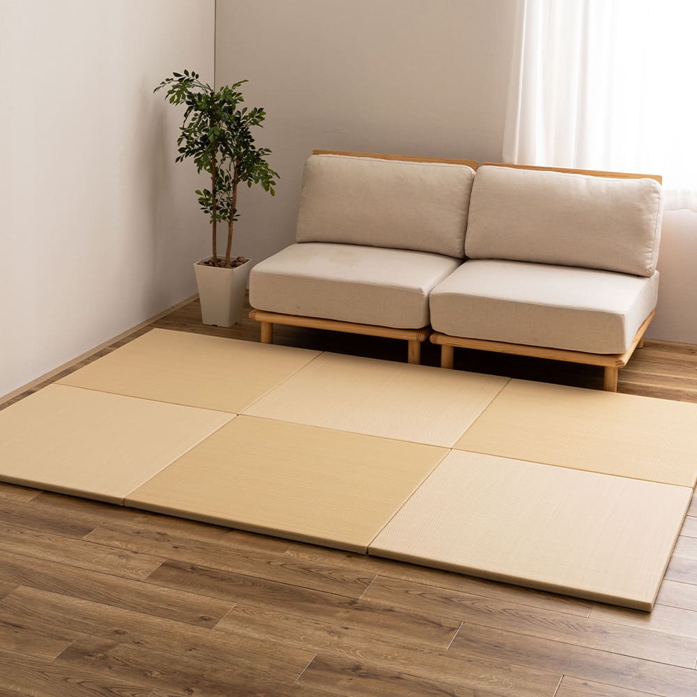 水拭きできる い草風置き畳 おぼろ ベージュ 同色6枚組 メーカー直送 ▼返品・キャンセル不可[他商品との同時購入不可]