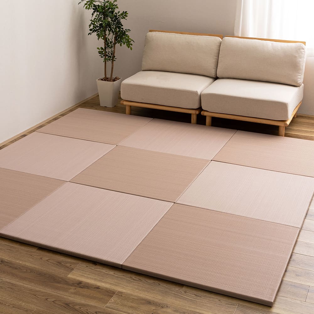 水拭きできる い草風置き畳 おぼろ ピンク 同色9枚組 【直送品】 返品・キャンセル・他商品と同時購入は不可