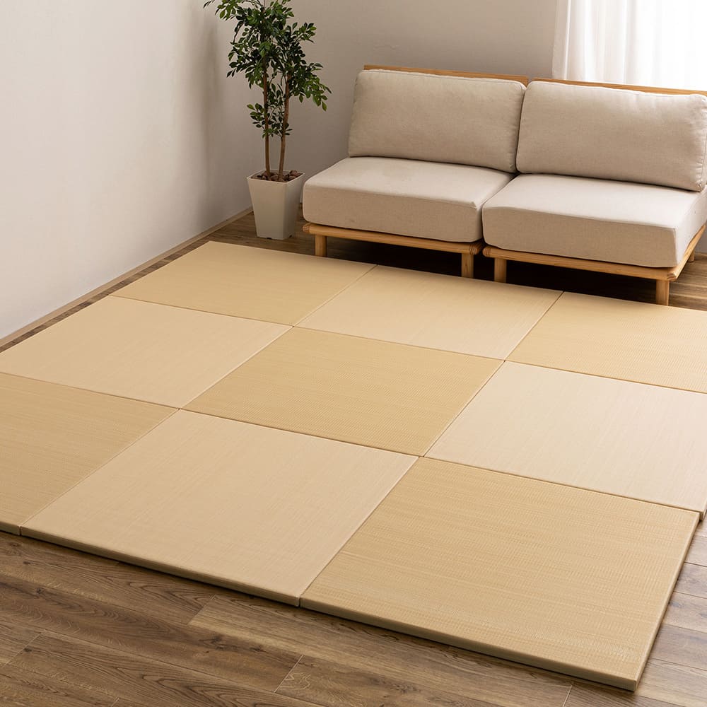 水拭きできる い草風置き畳 おぼろ ベージュ 同色9枚組 メーカー直送 ▼返品・キャンセル不可[他商品との同時購入不可]