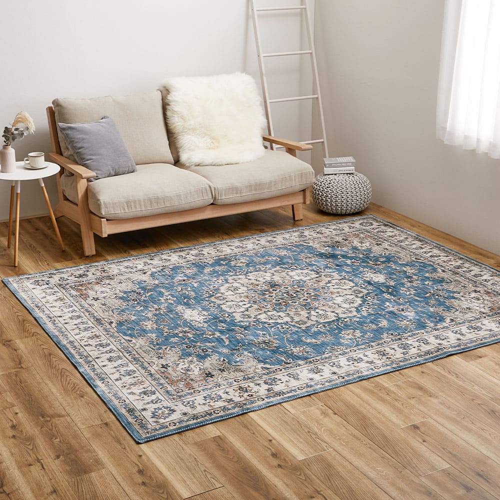 アンティーク絨毯風プリントラグ カメオ ブルー 230×330 メーカー直送 ▼返品・キャンセル不可【他商品との同時購入】