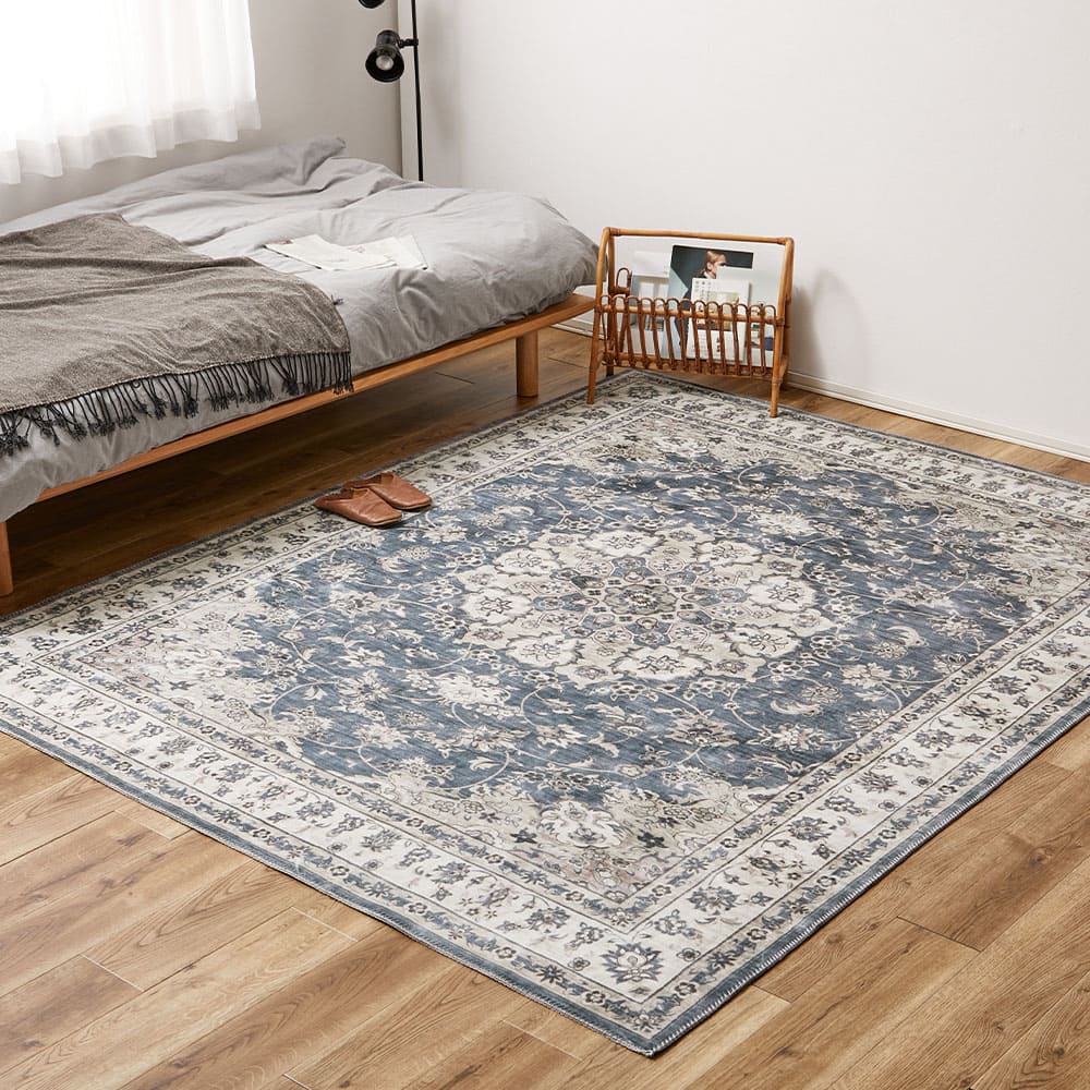 アンティーク絨毯風プリントラグ カメオ グレー 230×330 メーカー直送 ▼返品・キャンセル不可【他商品との同時購入】