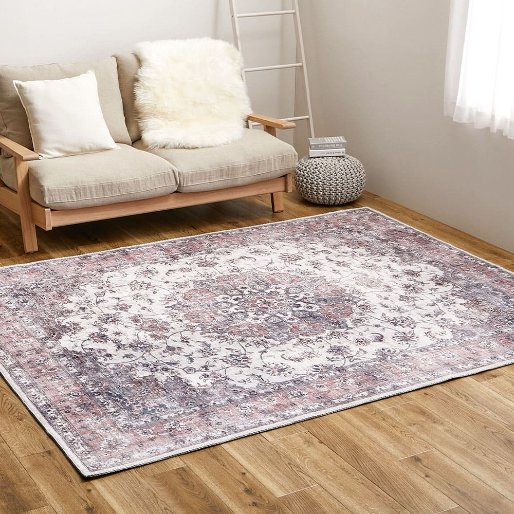 アンティーク絨毯風プリントラグ カメオ ピンク 230×330 メーカー直送 ▼返品・キャンセル不可【他商品との同時購入】