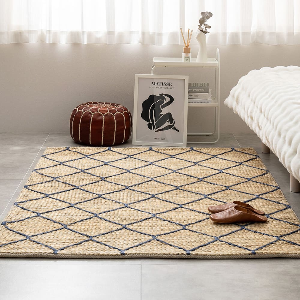ジュートラグ モロッカン ベージュ／ネイビー 120×180 メーカー直送 ▼返品・キャンセル不可【他商品との同時購入】