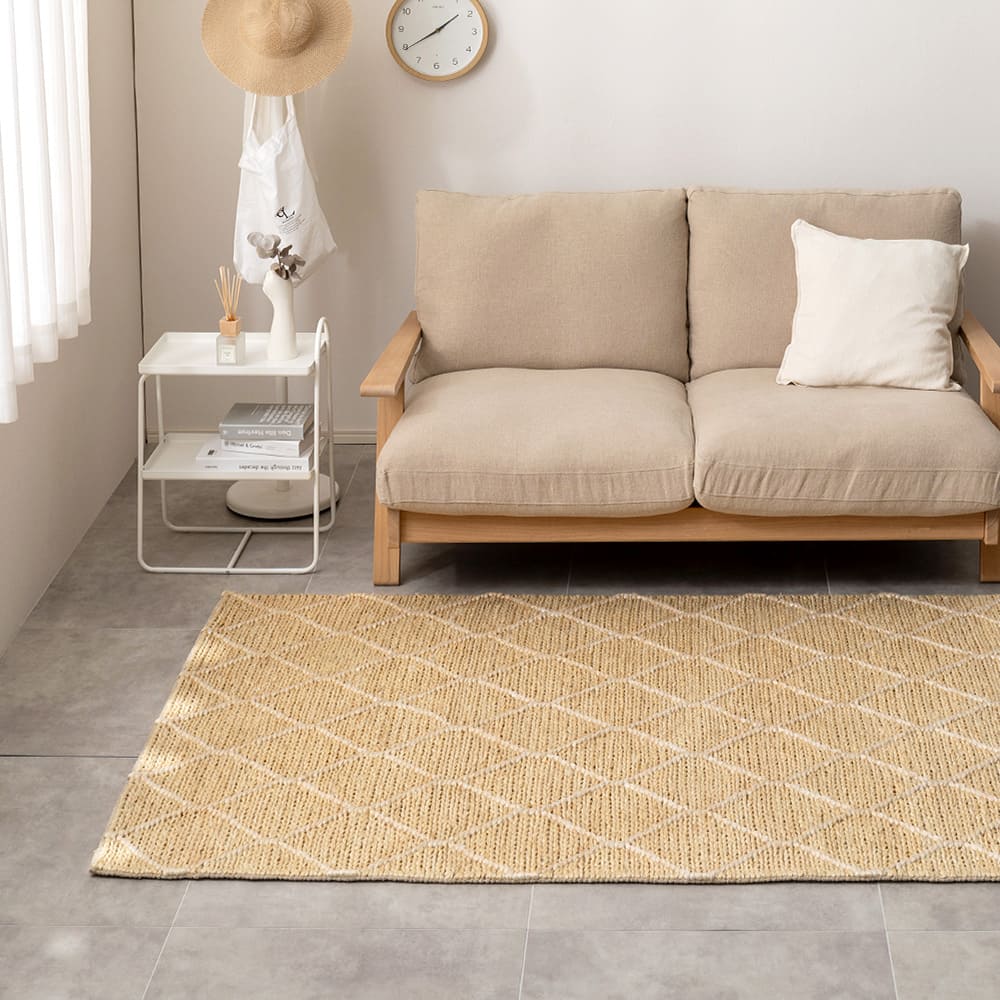 ジュートラグ モロッカン ベージュ／ホワイト 120×180 メーカー直送 ▼返品・キャンセル不可【他商品との同時購入】