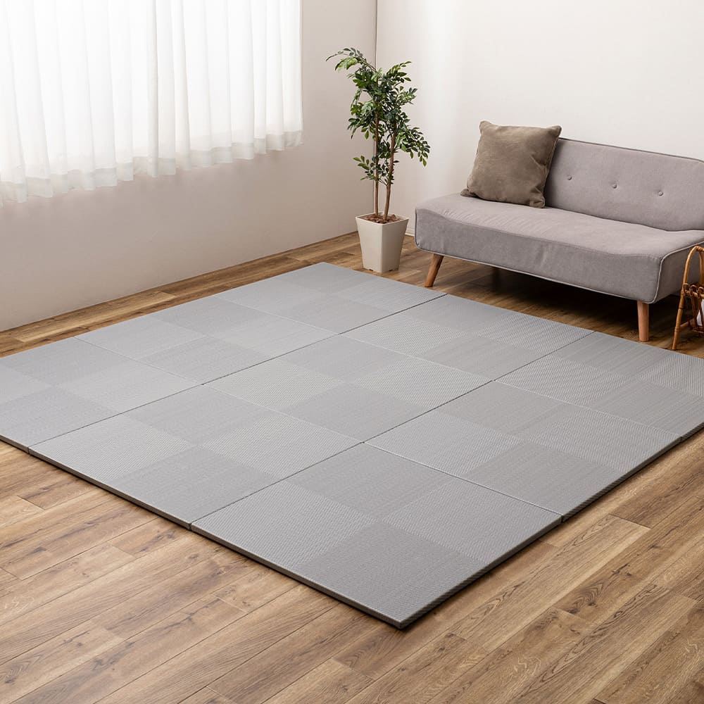 水拭きできる い草風置き畳 市松模様 ブルー 9枚組  メーカー直送 ▼返品・キャンセル不可[他商品との同時購入不可]