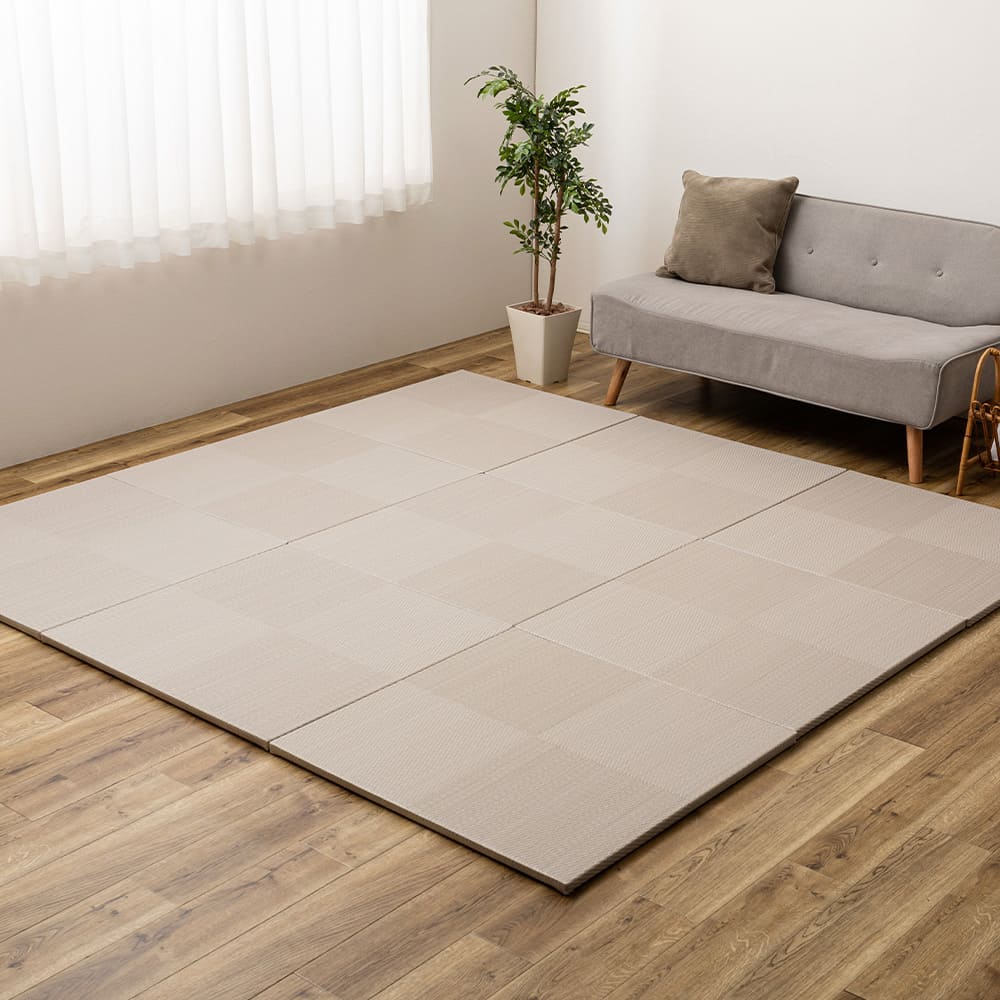 水拭きできる い草風置き畳 市松模様 グレー 6枚組  メーカー直送 ▼返品・キャンセル不可[他商品との同時購入不可]