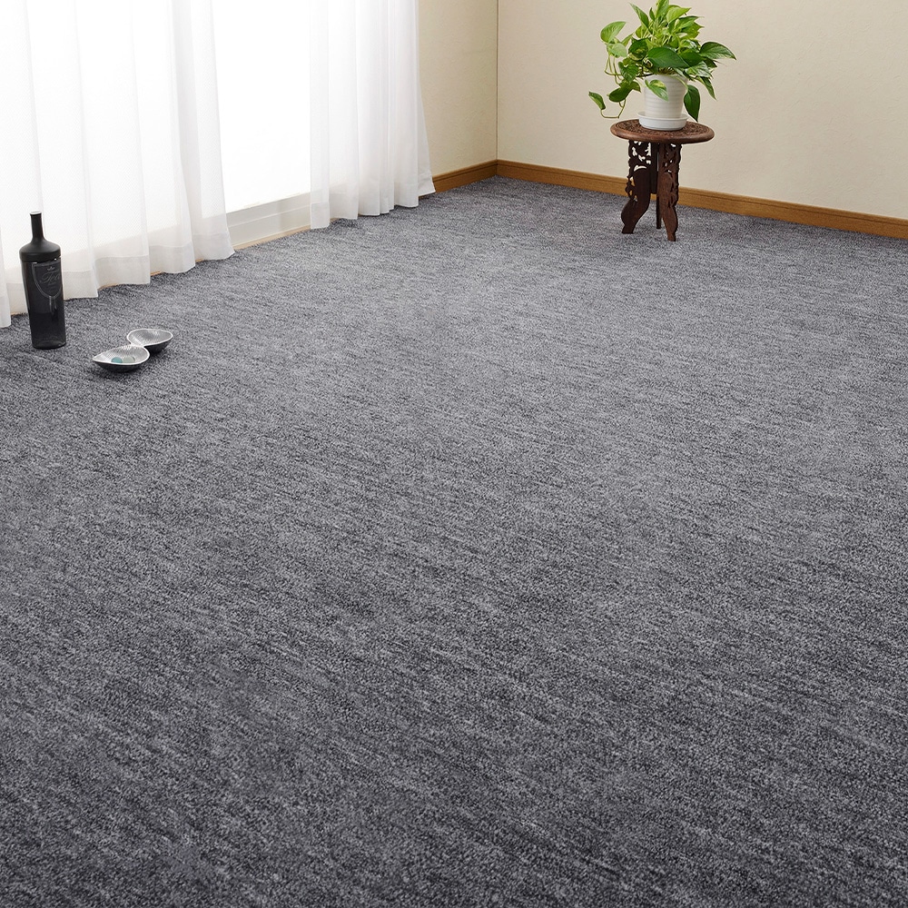 ペットにやさしい平織カーペット ラウム 255×255cm ブラック メーカー直送▼返品・キャンセル不可[他商品と同時購入不可]