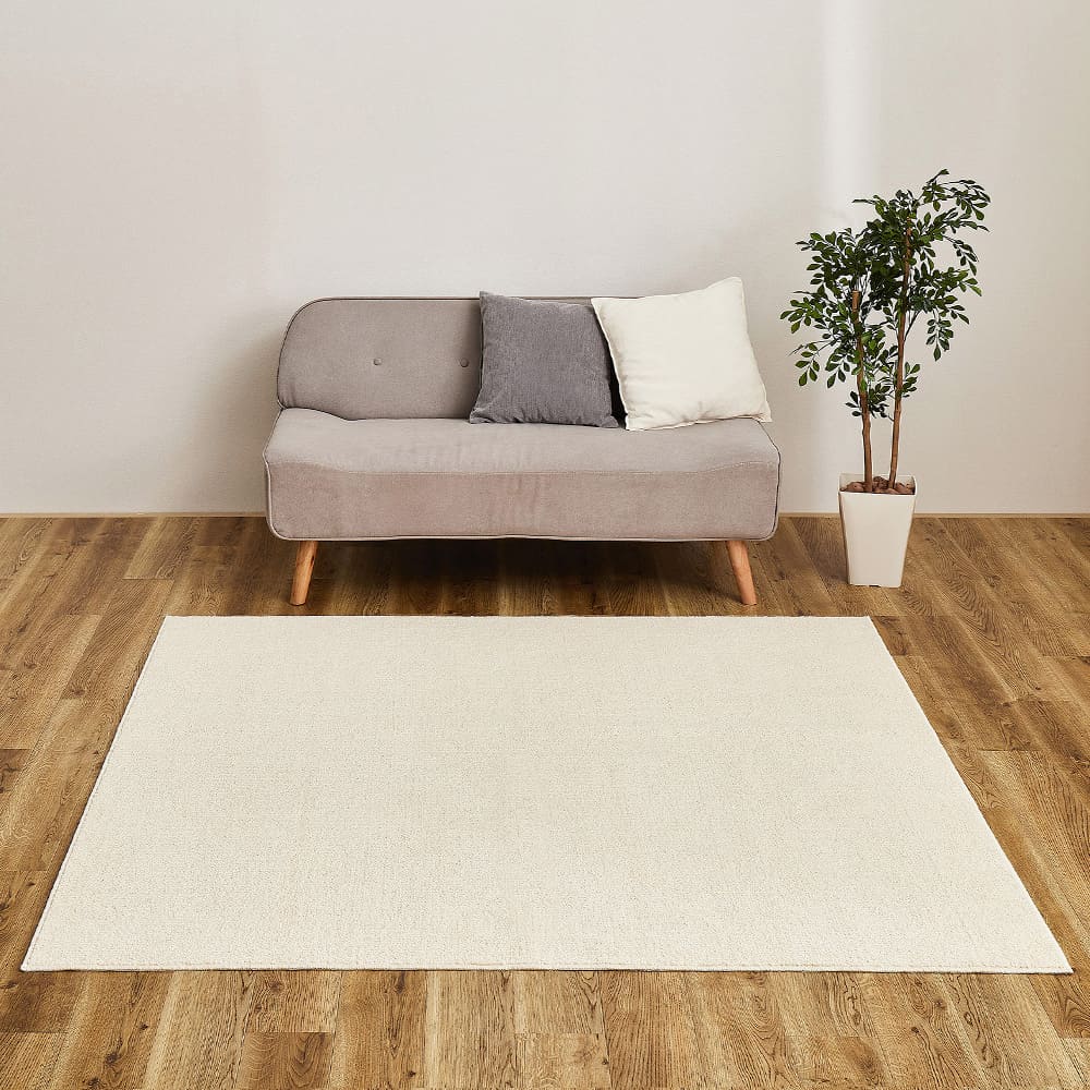 オーガニックコットンの日本製ラグ アイボリー 130×185 メーカー直送 ▼返品・キャンセル不可【他商品との同時購入不可】