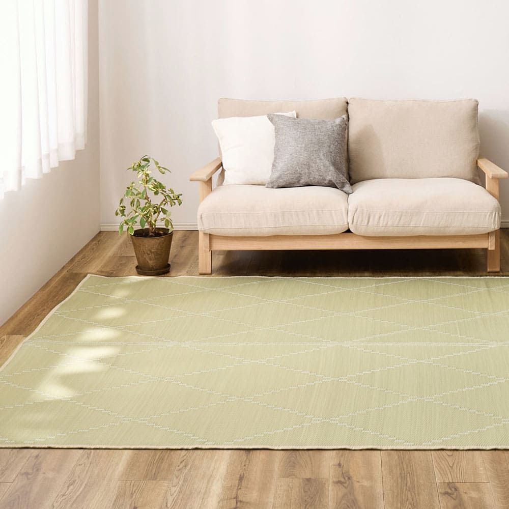 裏付き 洗えるい草風カーペット モンド 江戸間2畳 グリーン メーカー直送 ▼返品・キャンセル不可【他商品との同時購入】