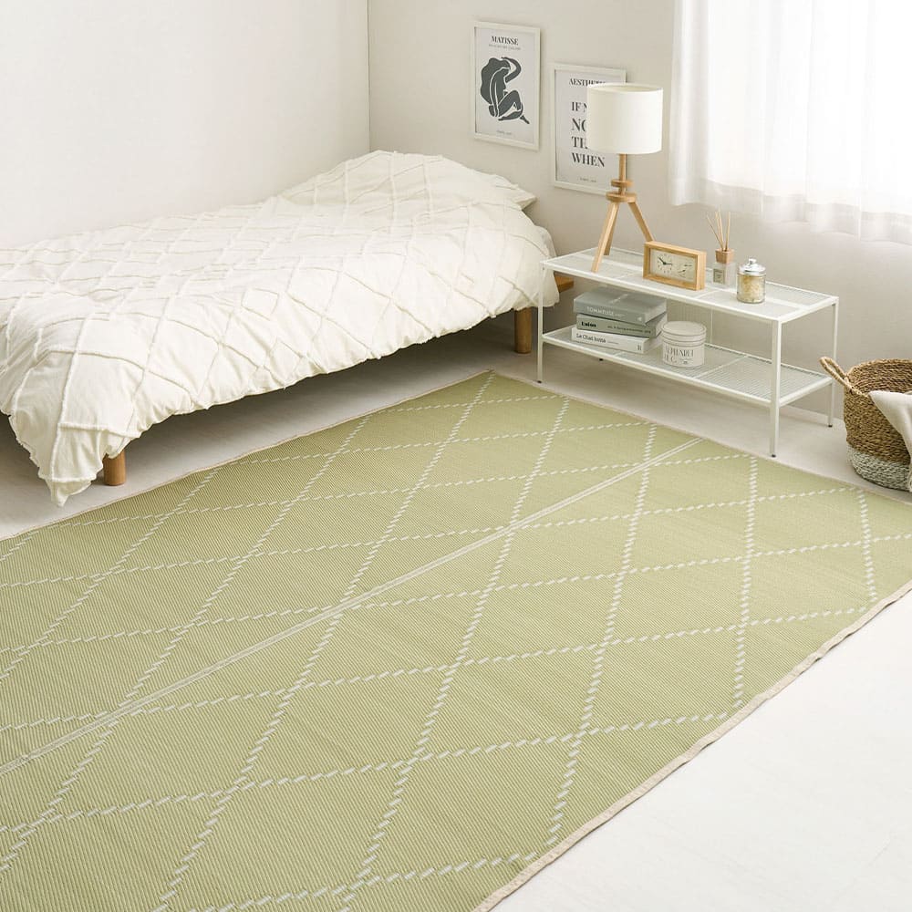 裏付き 洗えるい草風カーペット モンド 江戸間3畳 グリーン メーカー直送 ▼返品・キャンセル不可【他商品との同時購入】