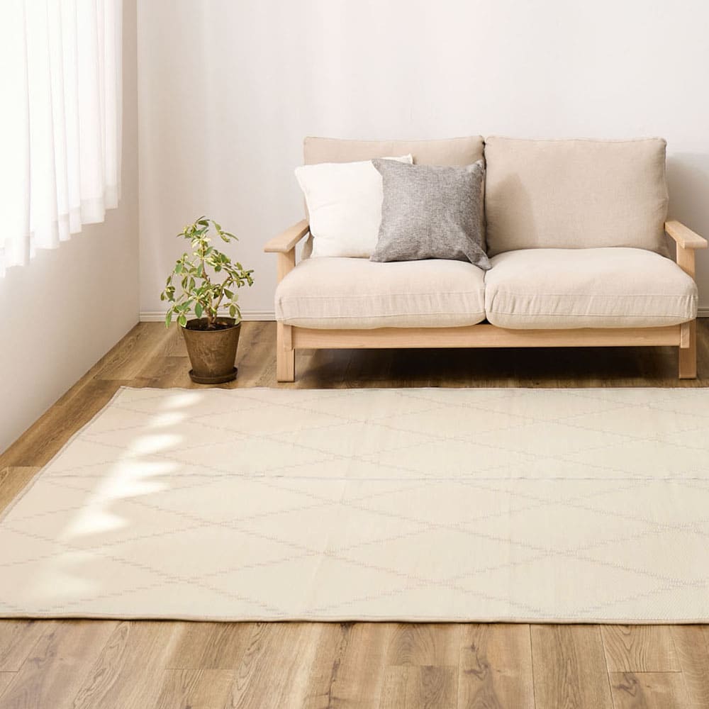 裏付き 洗えるい草風カーペット モンド 江戸間3畳 アイボリー メーカー直送 ▼返品・キャンセル不可【他商品との同時購入】