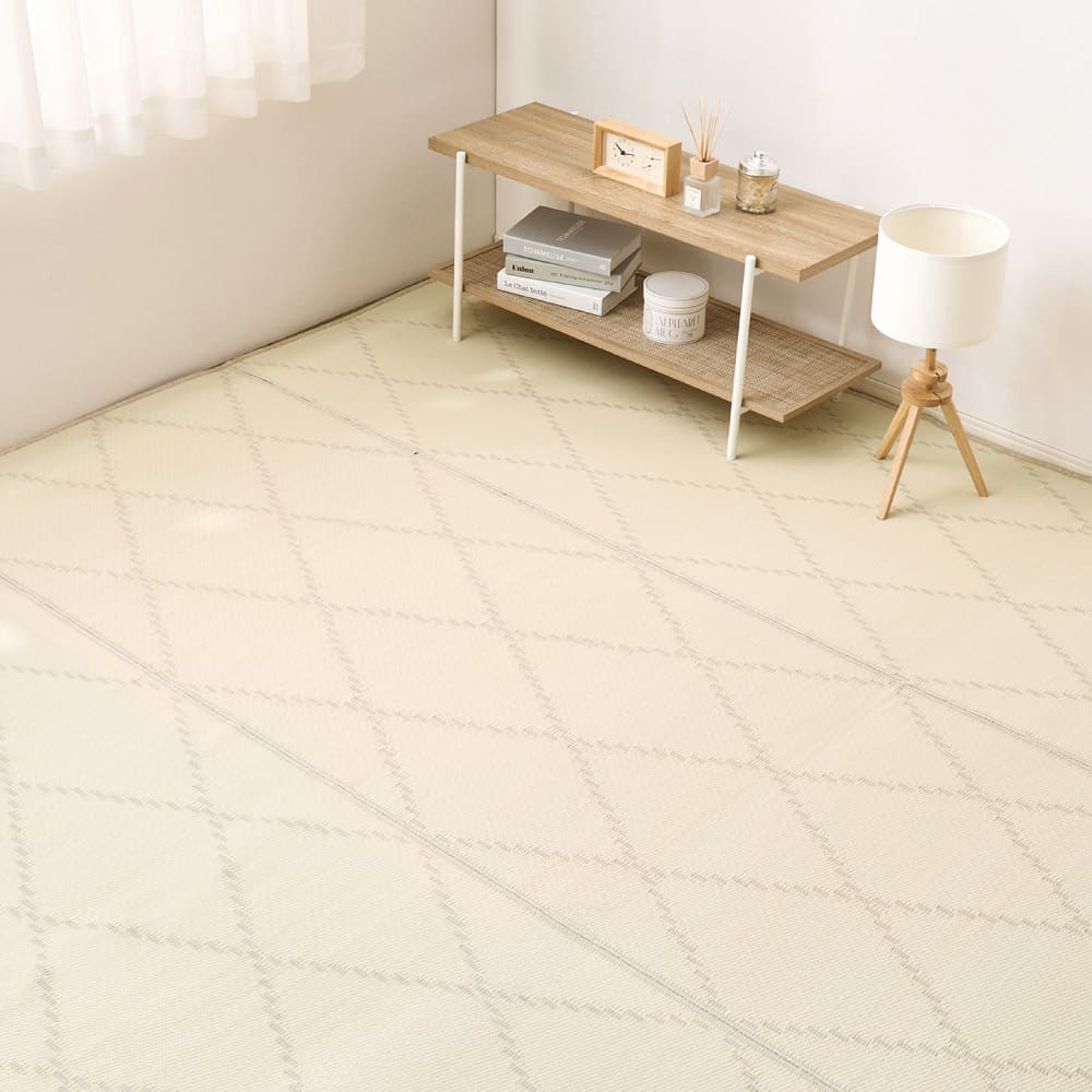 裏付き 洗えるい草風カーペット モンド 江戸間6畳 アイボリー メーカー直送 ▼返品・キャンセル不可【他商品との同時購入】