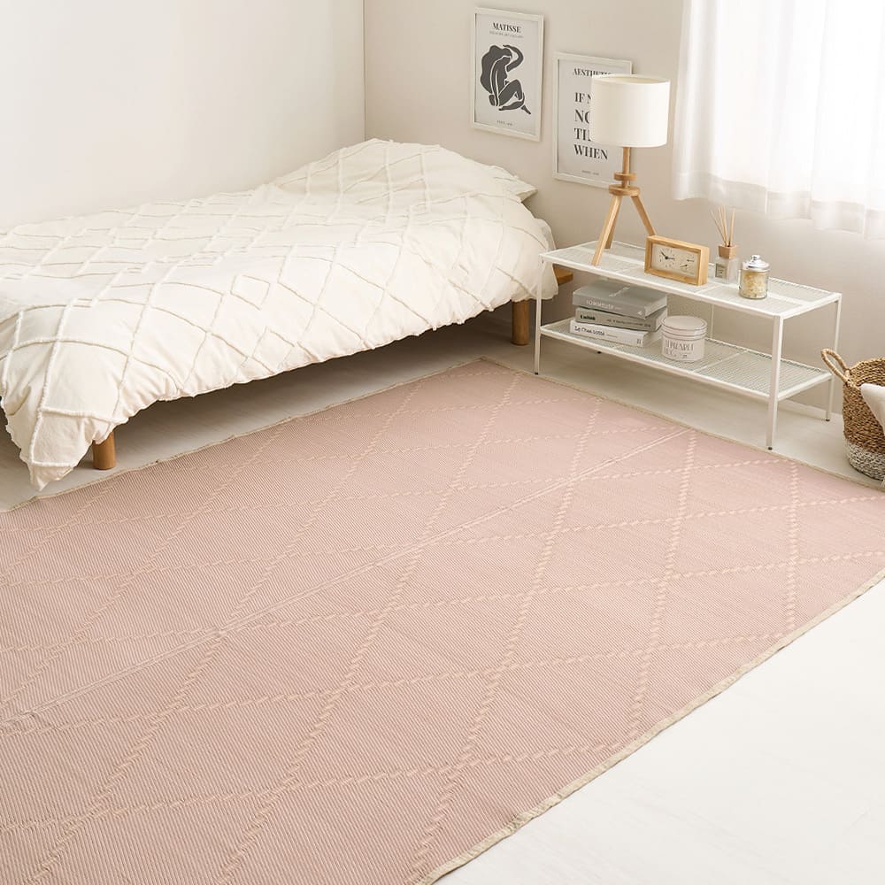 裏付き 洗えるい草風カーペット モンド 江戸間2畳 ピンク メーカー直送 ▼返品・キャンセル不可【他商品との同時購入】