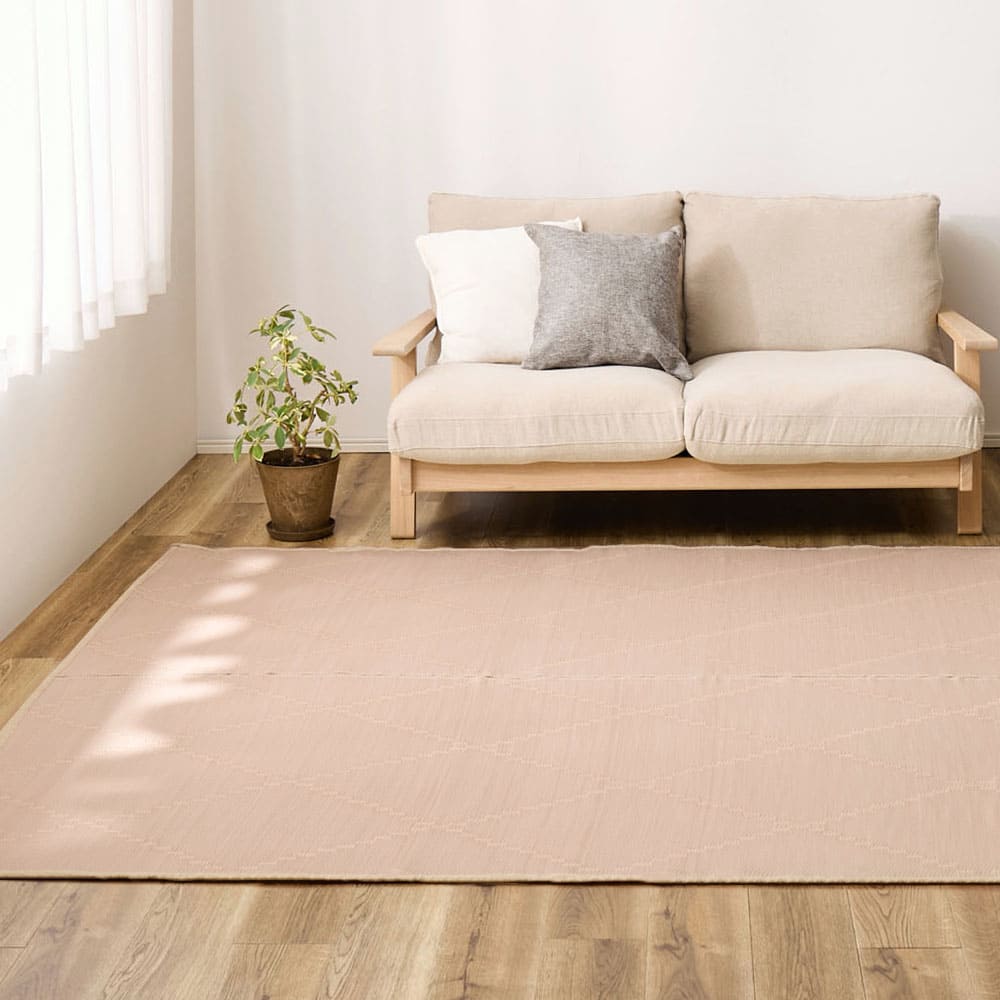 裏付き 洗えるい草風カーペット モンド 江戸間4.5畳 ピンク メーカー直送 ▼返品・キャンセル不可【他商品との同時購入】