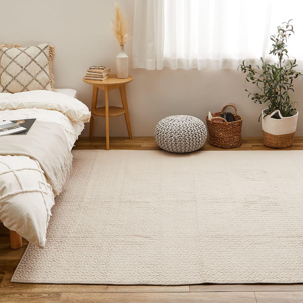 綿100％のイブルラグマット デコール 6畳用 ベージュ メーカー直送 ▼返品・キャンセル不可【他商品との同時購入】