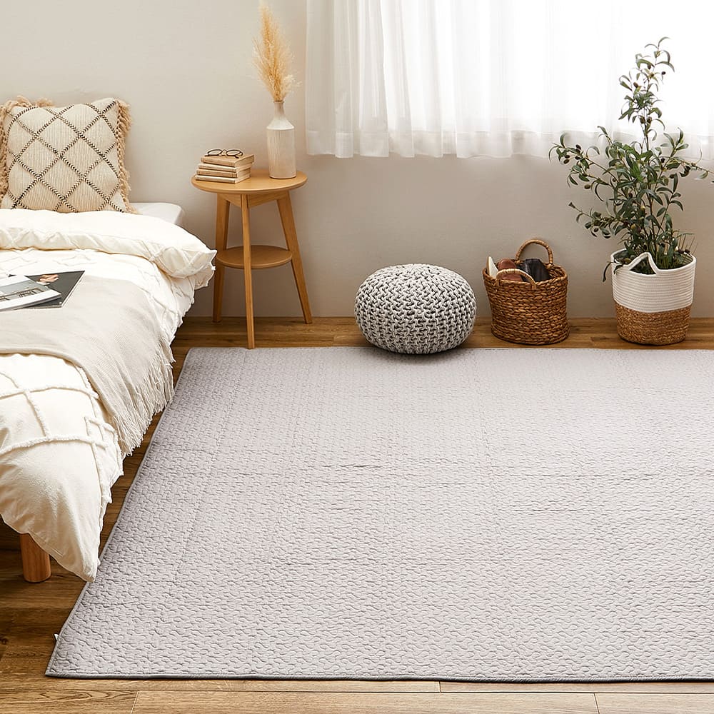 綿100％のイブルラグマット デコール 6畳用 グレー メーカー直送 ▼返品・キャンセル不可【他商品との同時購入】