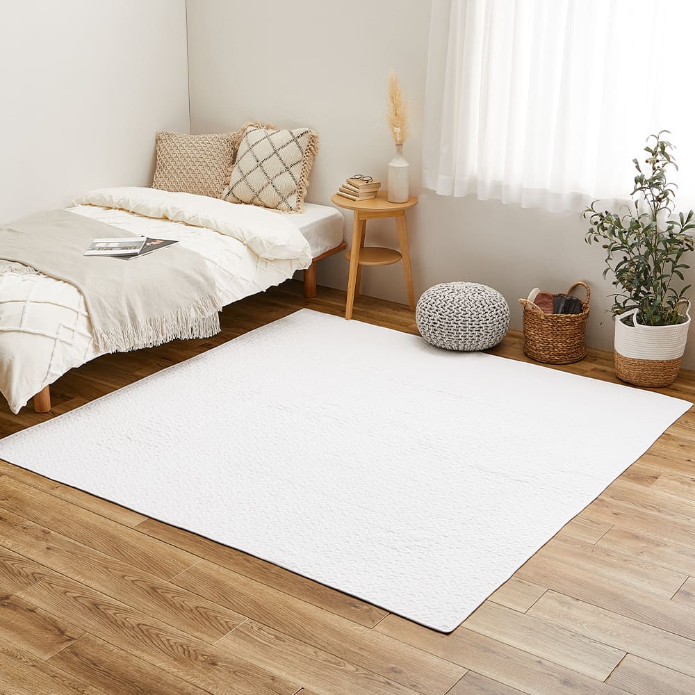 綿100％のイブルラグマット デコール 4.5畳用 アイボリー メーカー直送 ▼返品・キャンセル不可【他商品との同時購入】