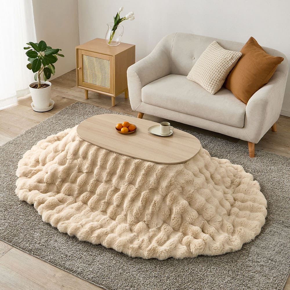 こたつ布団 ルナ 約210×170cm ベージュ メーカー直送 ▼返品・キャンセル不可【他商品との同時購入不可】
