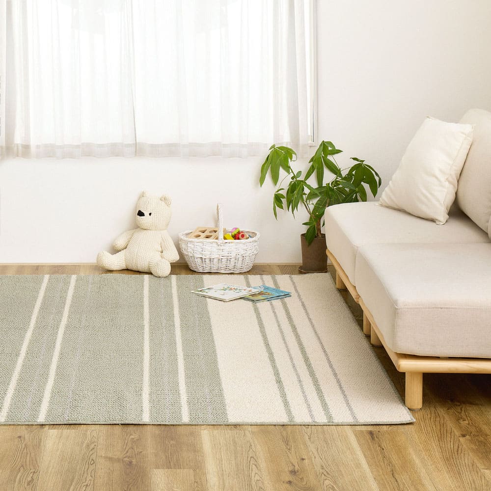 綿混タフトラグ モーリム 約130×185cm グリーン メーカー直送 ▼返品・キャンセル不可【他商品との同時購入不可】