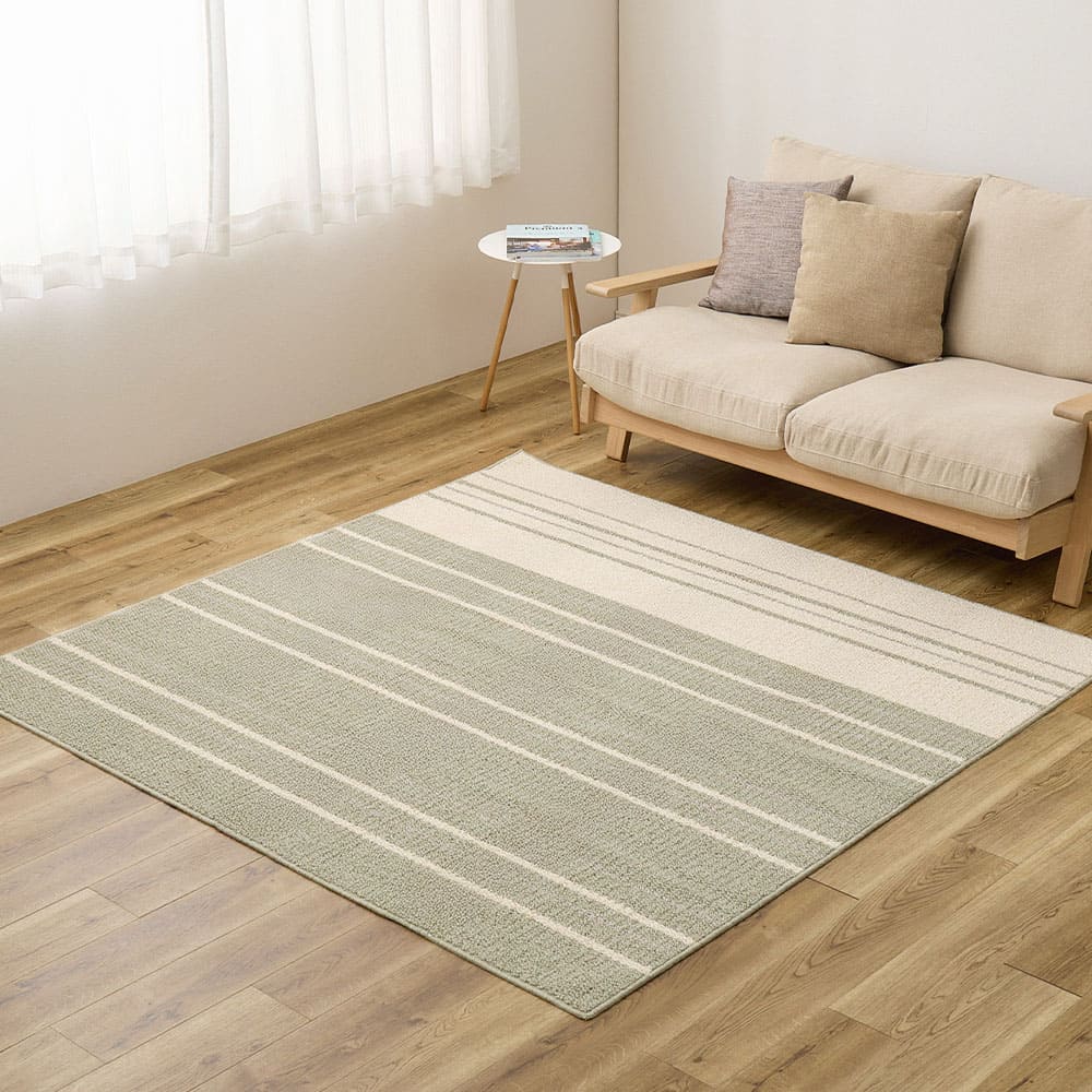 綿混タフトラグ モーリム 約185×185cm グリーン メーカー直送 ▼返品・キャンセル不可【他商品との同時購入不可】