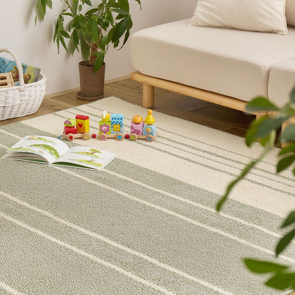 綿混タフトラグ モーリム 約185×240cm グリーン メーカー直送 ▼返品・キャンセル不可【他商品との同時購入不可】