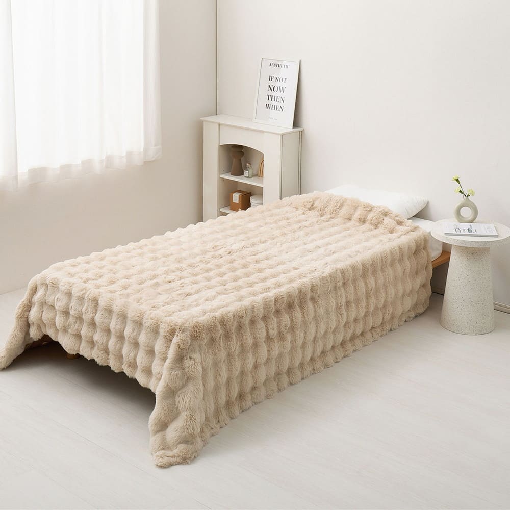 ポコポコ毛布 ルナ シングル 約140×200cm ベージュ メーカー直送 ▼返品・キャンセル不可【他商品との同時購入不可】