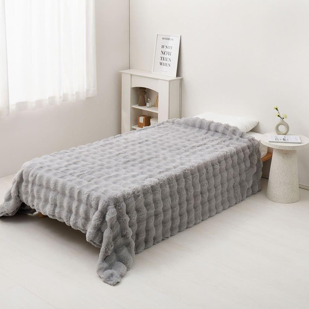 ポコポコ毛布 ルナ シングル 約140×200cm グレー メーカー直送 ▼返品・キャンセル不可【他商品との同時購入不可】