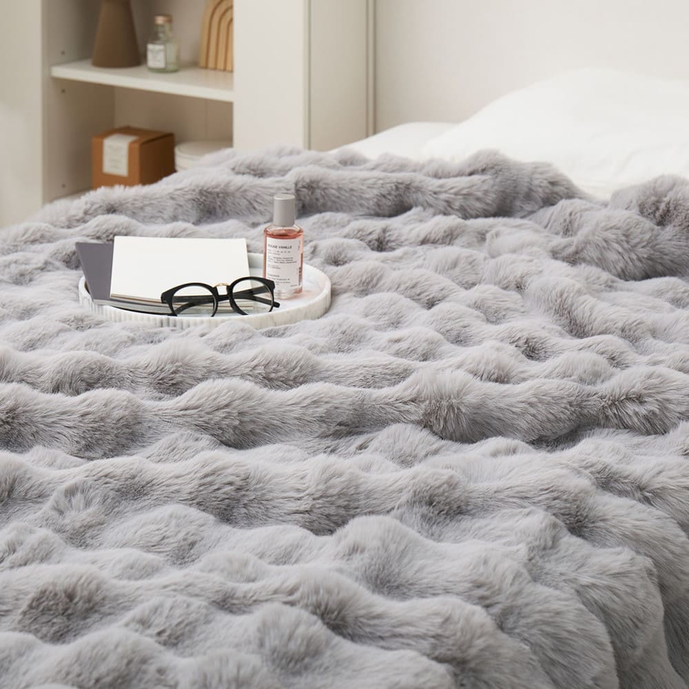 ポコポコ毛布 ルナ ダブル 約180×200cm グレー メーカー直送 ▼返品・キャンセル不可【他商品との同時購入不可】