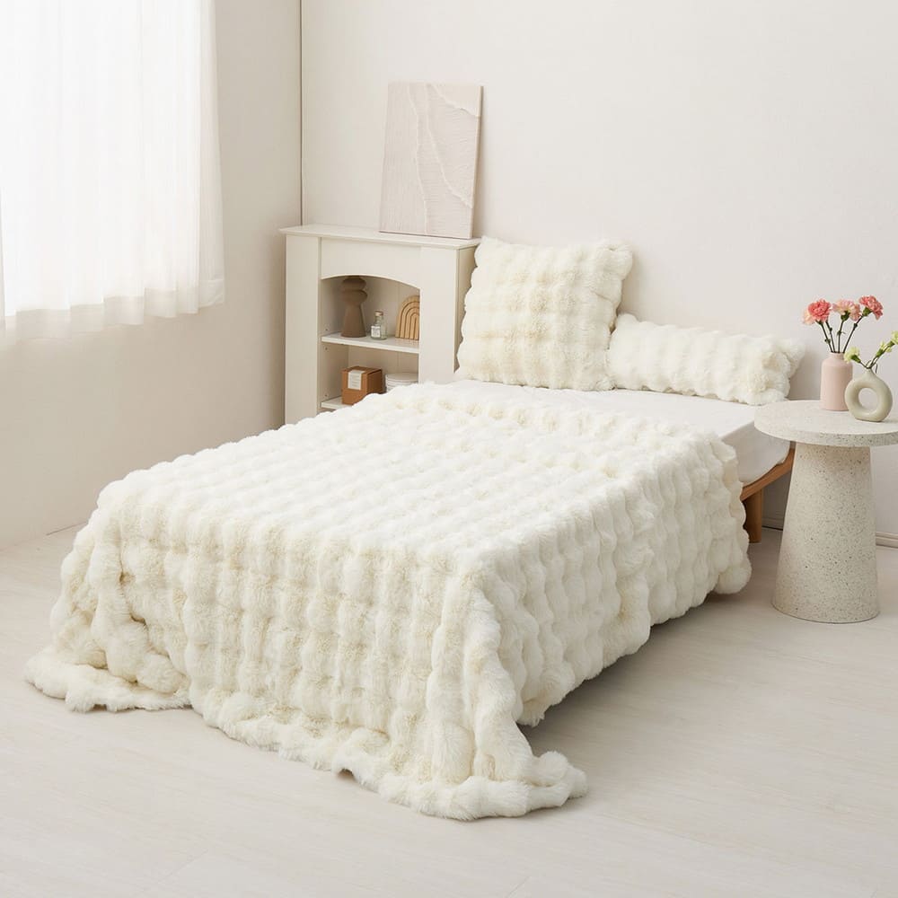 ポコポコ毛布 ルナ ダブル 約180×200cm アイボリー メーカー直送 ▼返品・キャンセル不可【他商品との同時購入不可】