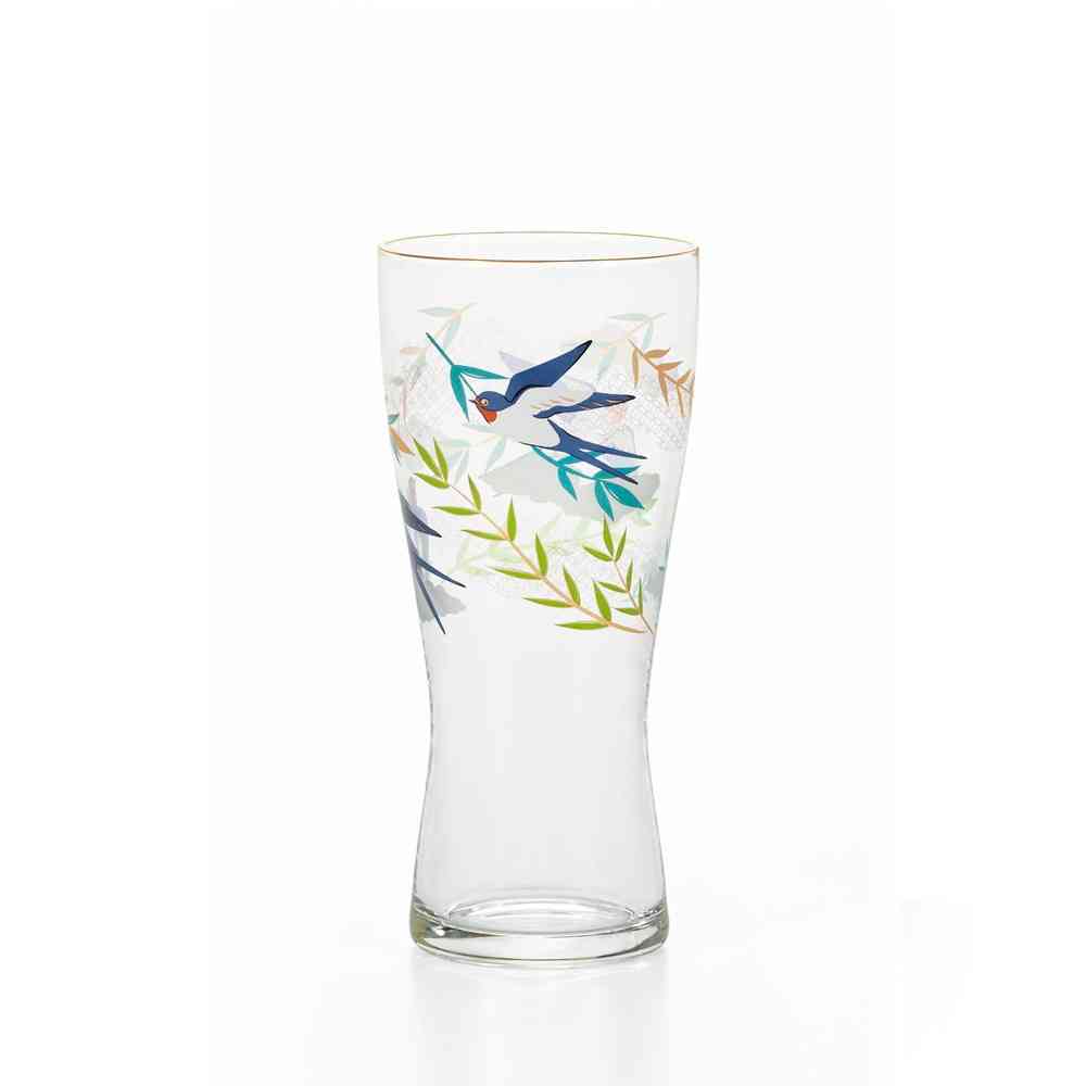 アデリア プレミアムニッポンテイスト 吉祥花鳥 ビアグラス 燕と柳