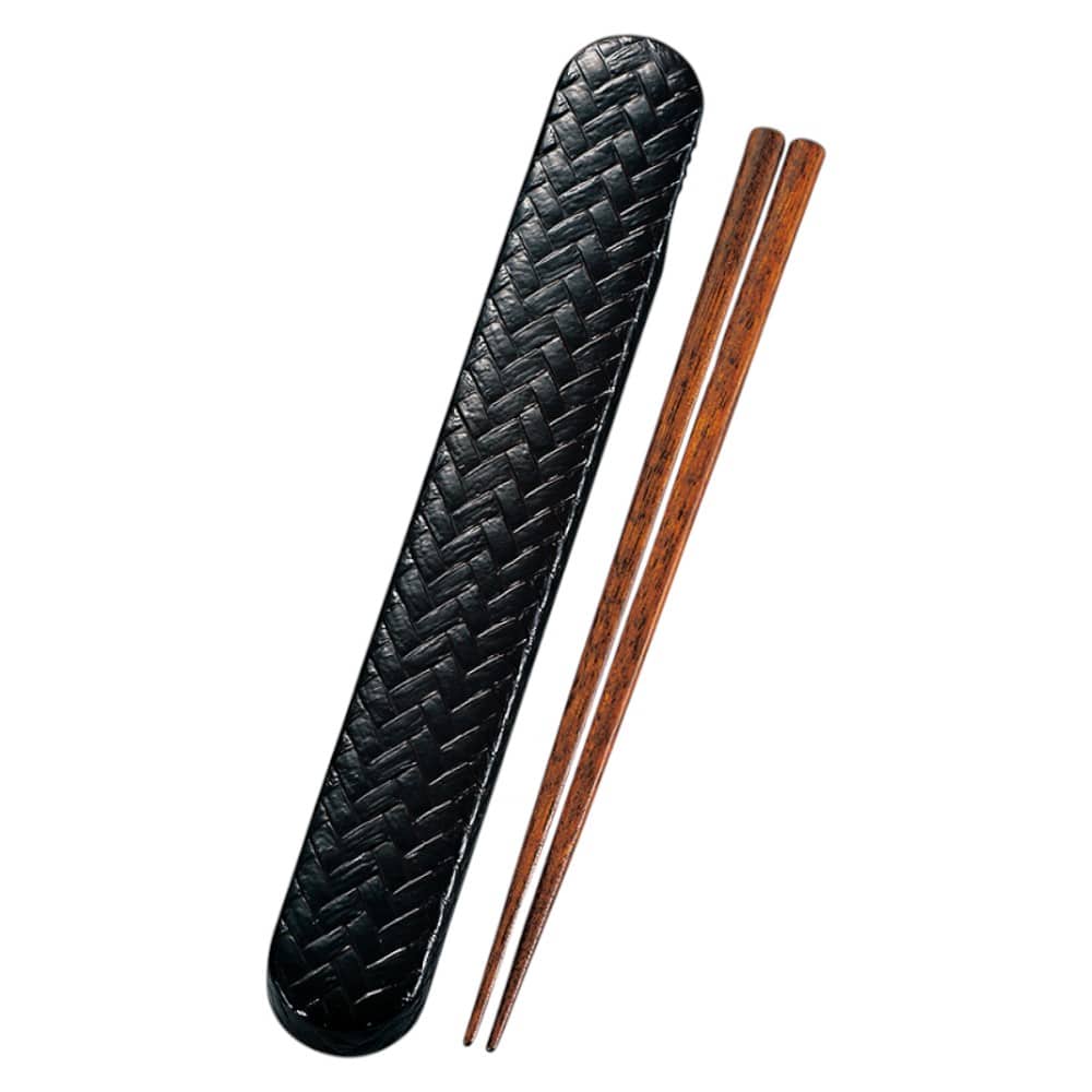 たつみや あじろスライド箸箱セット 溜 18．0