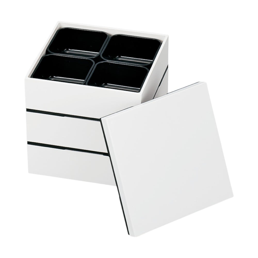 たつみや レンジ対応15．0角三段重 ホワイト