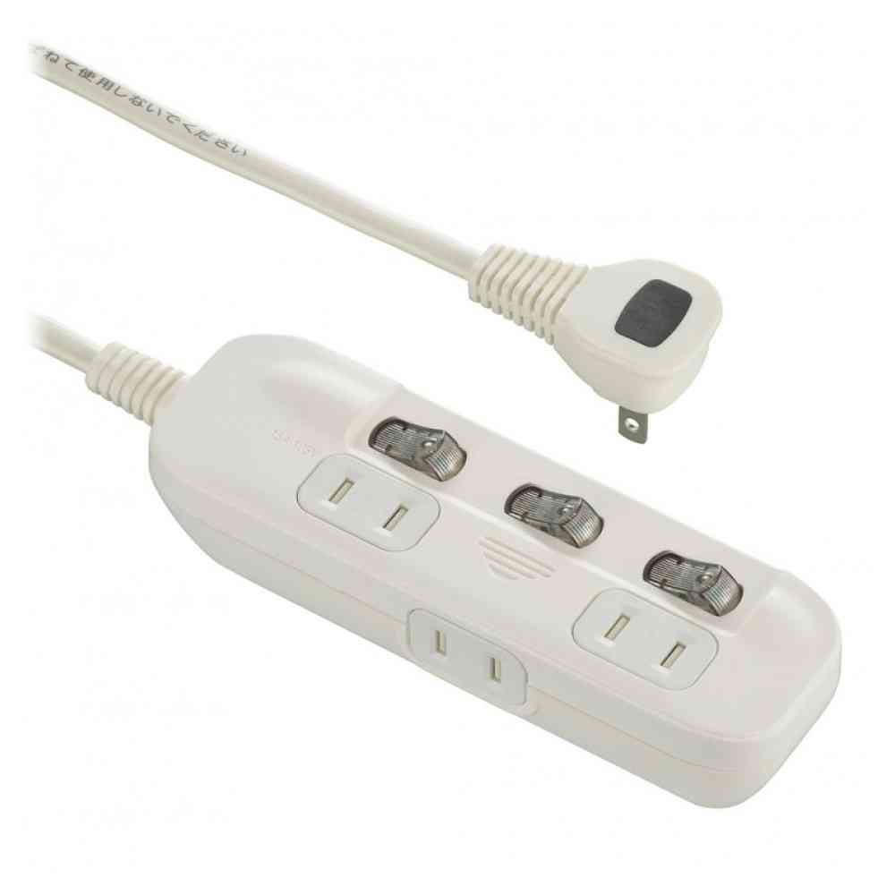 オーム電機　３口２Ｍ節電タップ交互コンセント