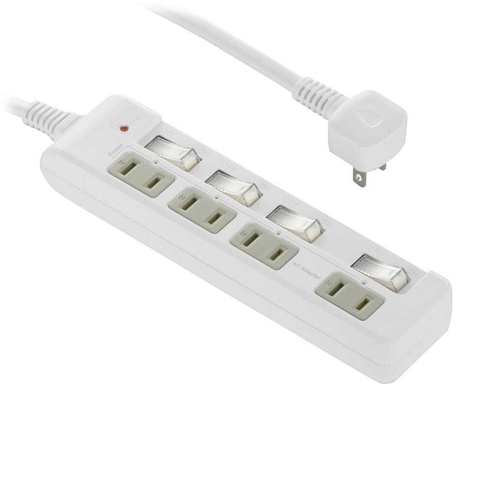 オーム電機 発煙ガード 節電タップ 雷ガード 4個口 2m