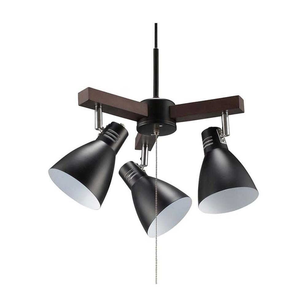 オーム電機 3灯ペンダントライト ブラック