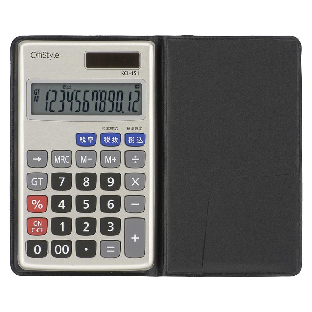 オーム電機 OffiStyle 税率電卓 手帳サイズ 12桁